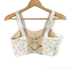 NWOT Tan Back Cutout Floral Lace Bra Crop Top